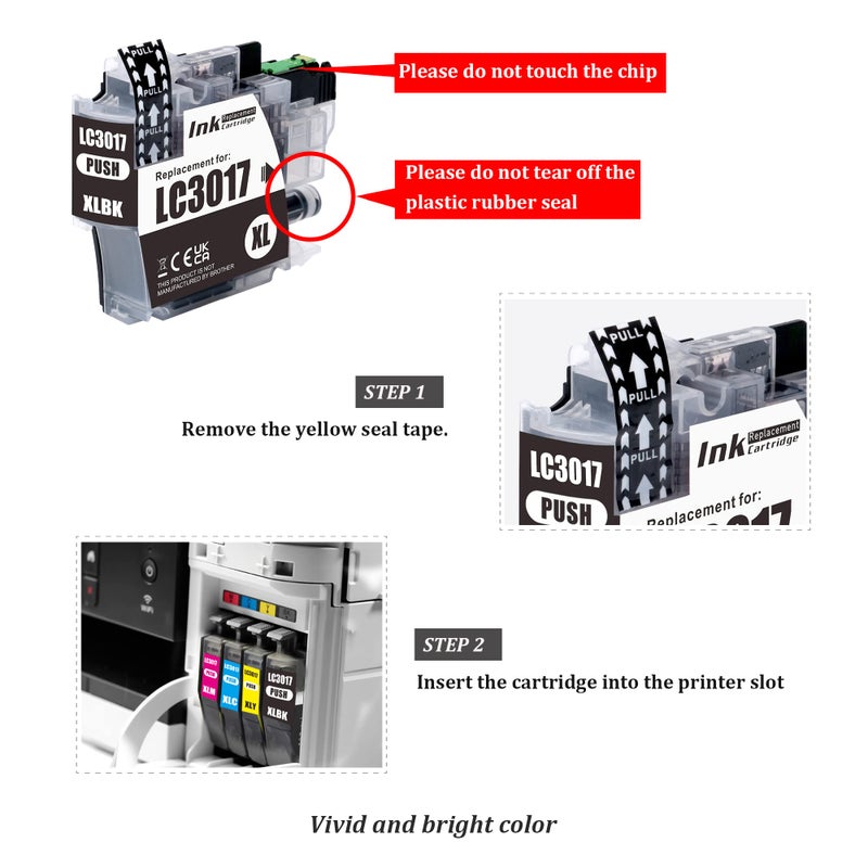 GREENARK Compatible Ink Cartridges Replacement for Brother LC3017XL LC-3017XL (BK/C/M/Y) High Yield Color Ink 5-Pack Work with Brother MFC-J6930DW MFC-J5330DW MFC-J6530DW MFC-J6730DW Printers - Image 3